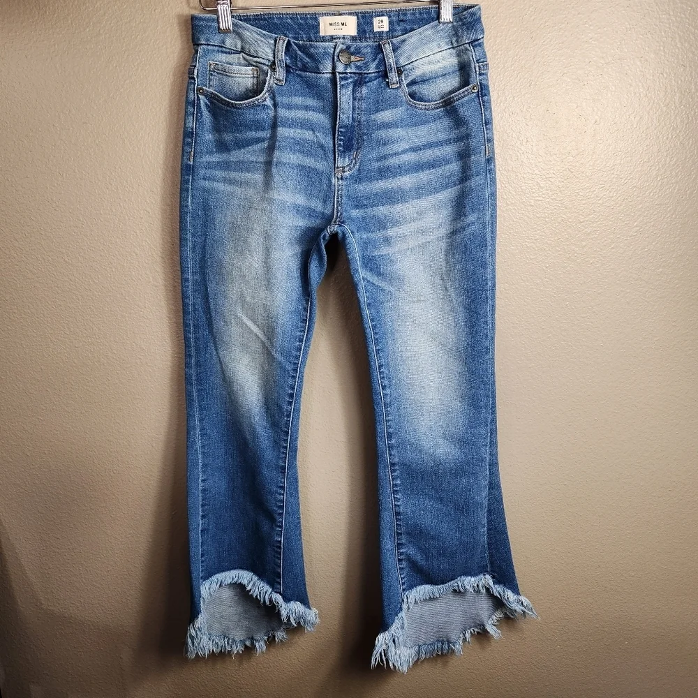 Miss Me Womens |29| Mid Rise M2207CF Crop Flare Fray Jeans